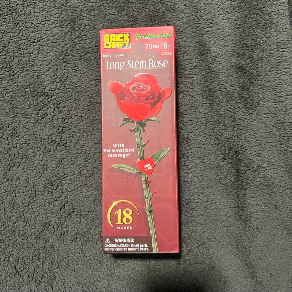 NWT Brickcraft RED LONG STEM ROSE Building Craft Kit 18” Tall W/stickers